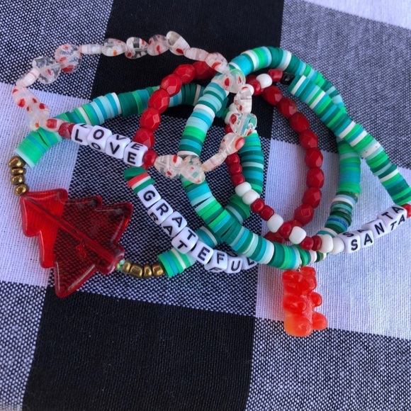 Holiday Crystal glass ab clear delightful bracelet stack lot heishi tree… - Picture 3 of 3